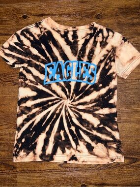 Eagles Tie-Dye Kids Black Short Sleeve Shirt Cream Swirl Size XS/ S